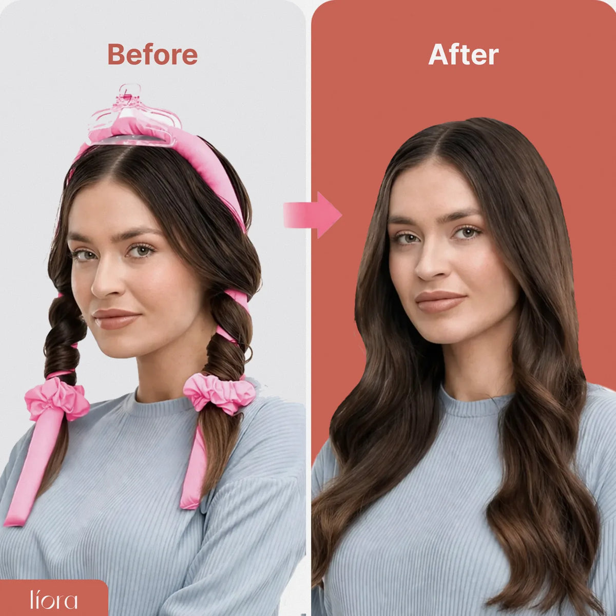 Liora Overnight Curl Set Before After Comparison Image